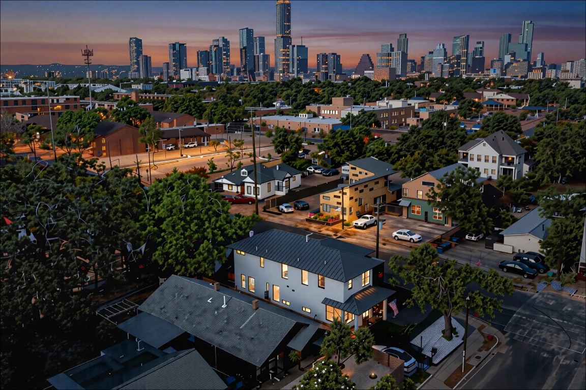 1901 Hamilton Avenue Austin, TX 78702 - Photo 32 of 37 an aerial view of a city with lots of residential buildings ocean and mountain view in back