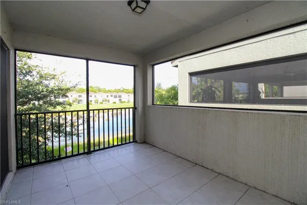a view of a balcony with an outdoor space