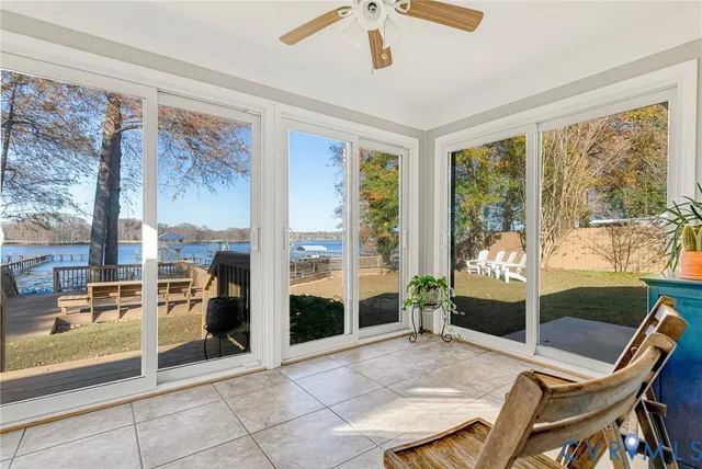 a outdoor space with furniture and large windows