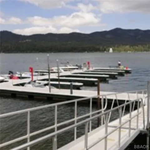 a view of a lake with a mountain