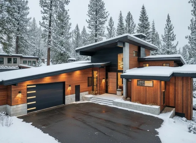 a front view of a house with a garage