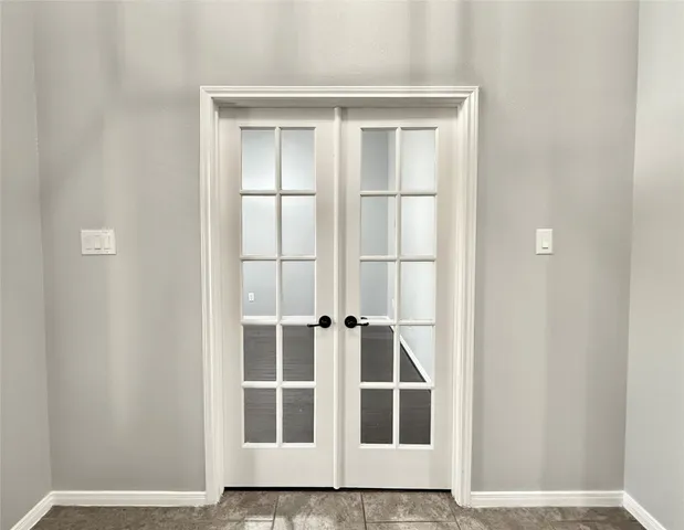 a view of wooden door