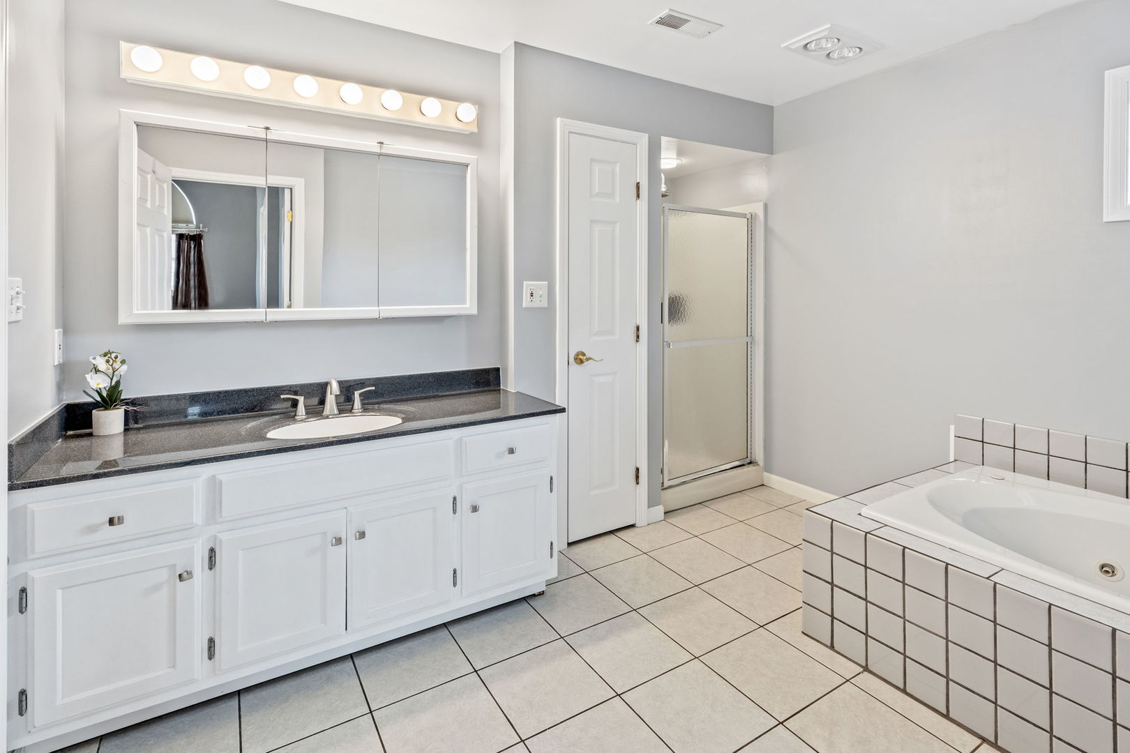 600 Stonegate Road New Lenox, IL 60451 - Photo 15 of 23 a spacious bathroom with a granite countertop sink and a mirror