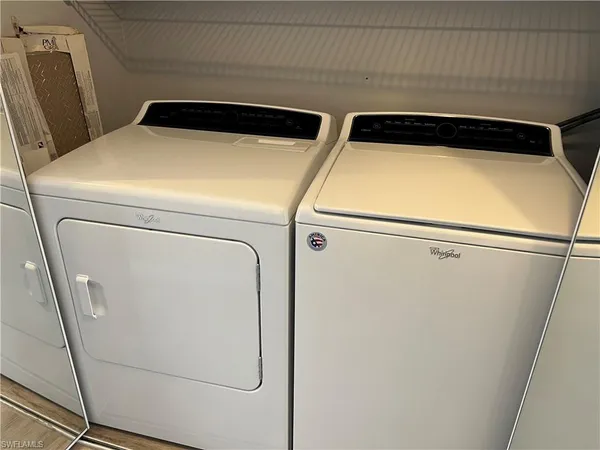 a close up view of washer and dryer