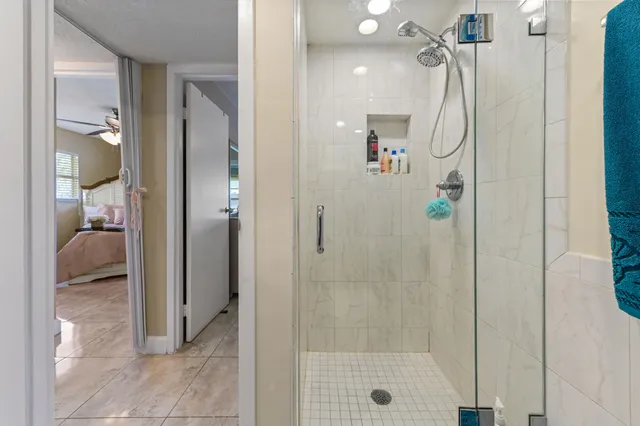 a bathroom with a shower