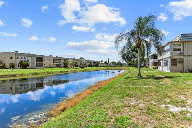 a view of a lake with houses