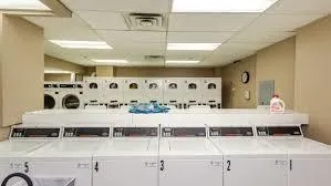 a room with kitchen island
