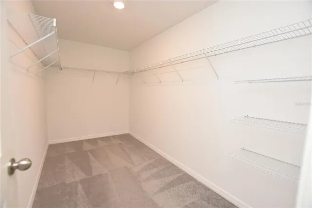 a view of a room with racks on the wall