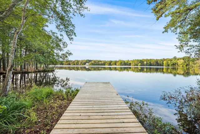 a view of a lake with a outdoor space