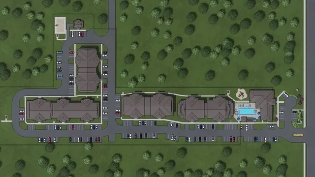 an aerial view of a house