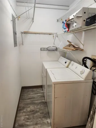 a utility room with dryer and washer