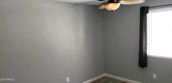 a view of a small space with a window