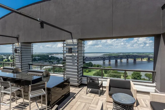 a outdoor living space with furniture and a potted plant