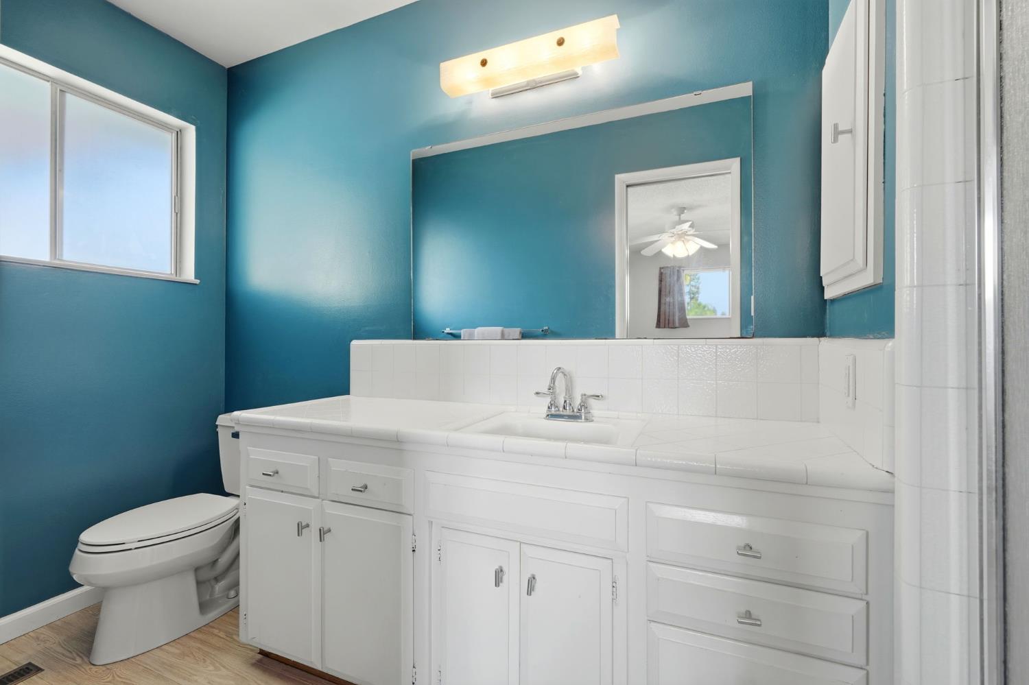 289 West Cypress Avenue Reedley, CA 93654 - Photo 32 of 45 a bathroom with a toilet sink and mirror