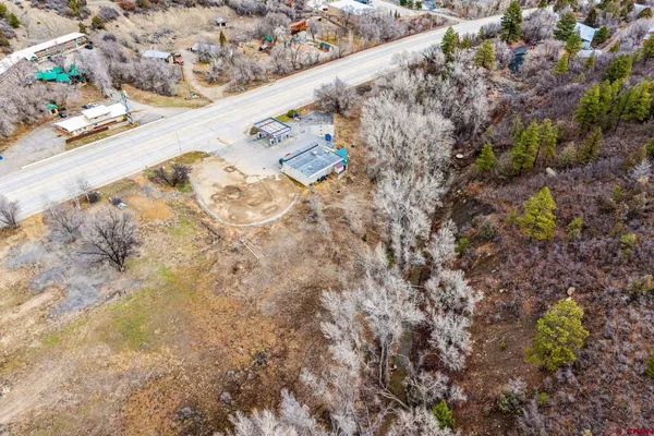 a view of a terrace with a forest