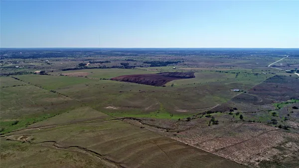 an aerial view of a yard