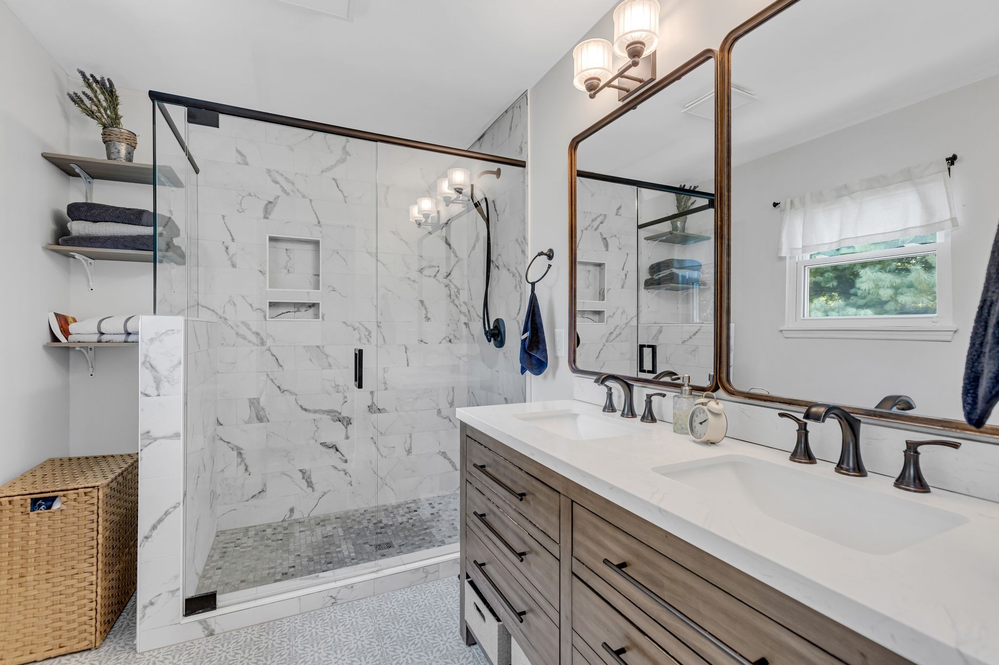 2808 Windy Way Thompson's Station, TN 37179 - Photo 19 of 39 a bathroom with a double vanity sink mirror and shower