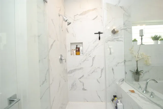 a bathroom with a shower