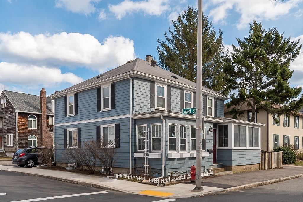 a front view of a building with street view