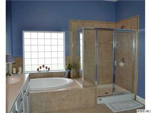 580 Quicksilver Trail Fort Mill, SC 29708 - Photo 11 of 16 a bathroom with a double vanity sink a large mirror and a bathtub