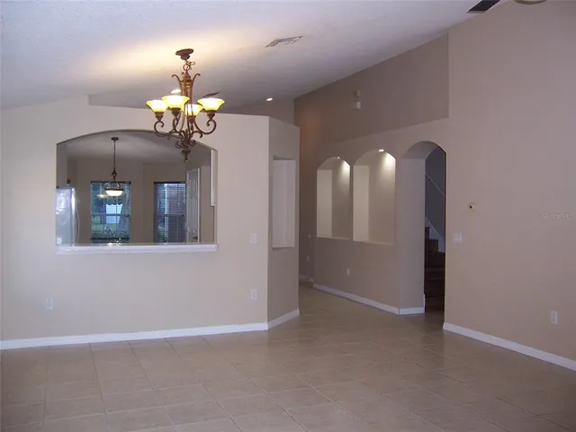 a view of a livingroom with a chandelier