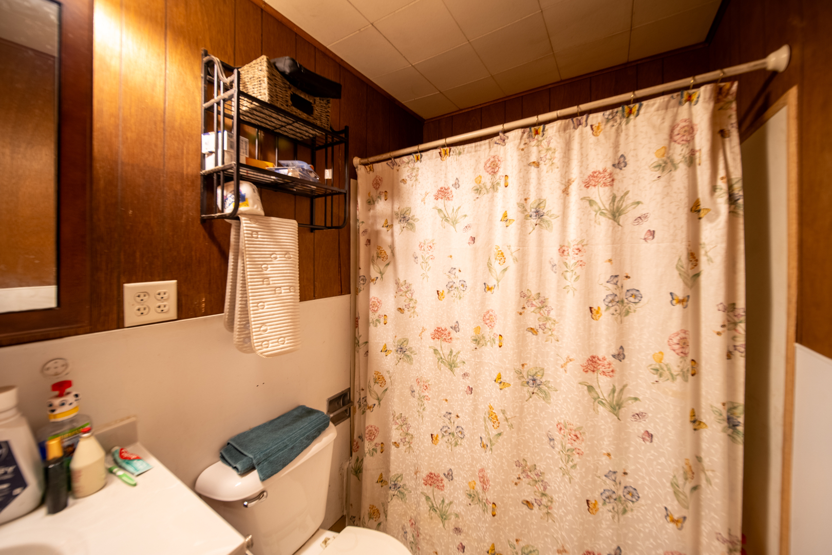 1801 Lee Center Road Amboy, IL 61310 - Photo 14 of 45 a bathroom with a shower curtain and a sink