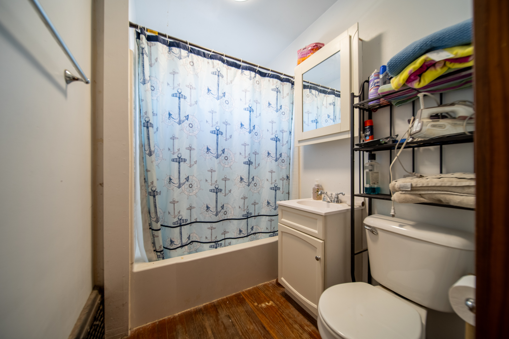 1801 Lee Center Road Amboy, IL 61310 - Photo 24 of 45 a bathroom with a sink a toilet a mirror a vanity and shower