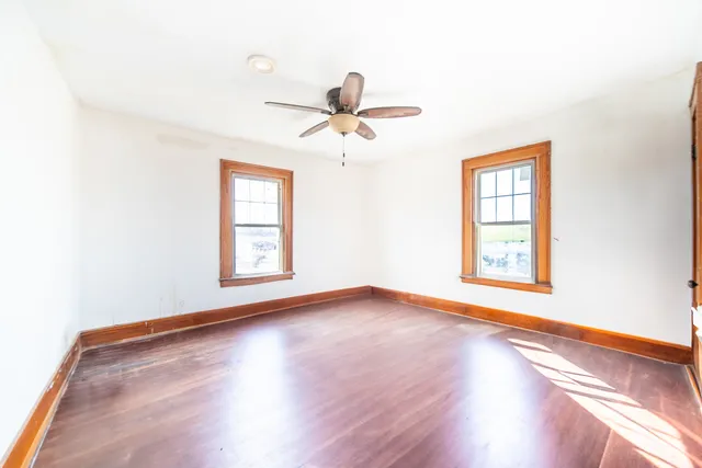 a hallway with a workspace