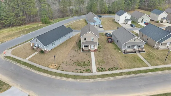an aerial view of a house