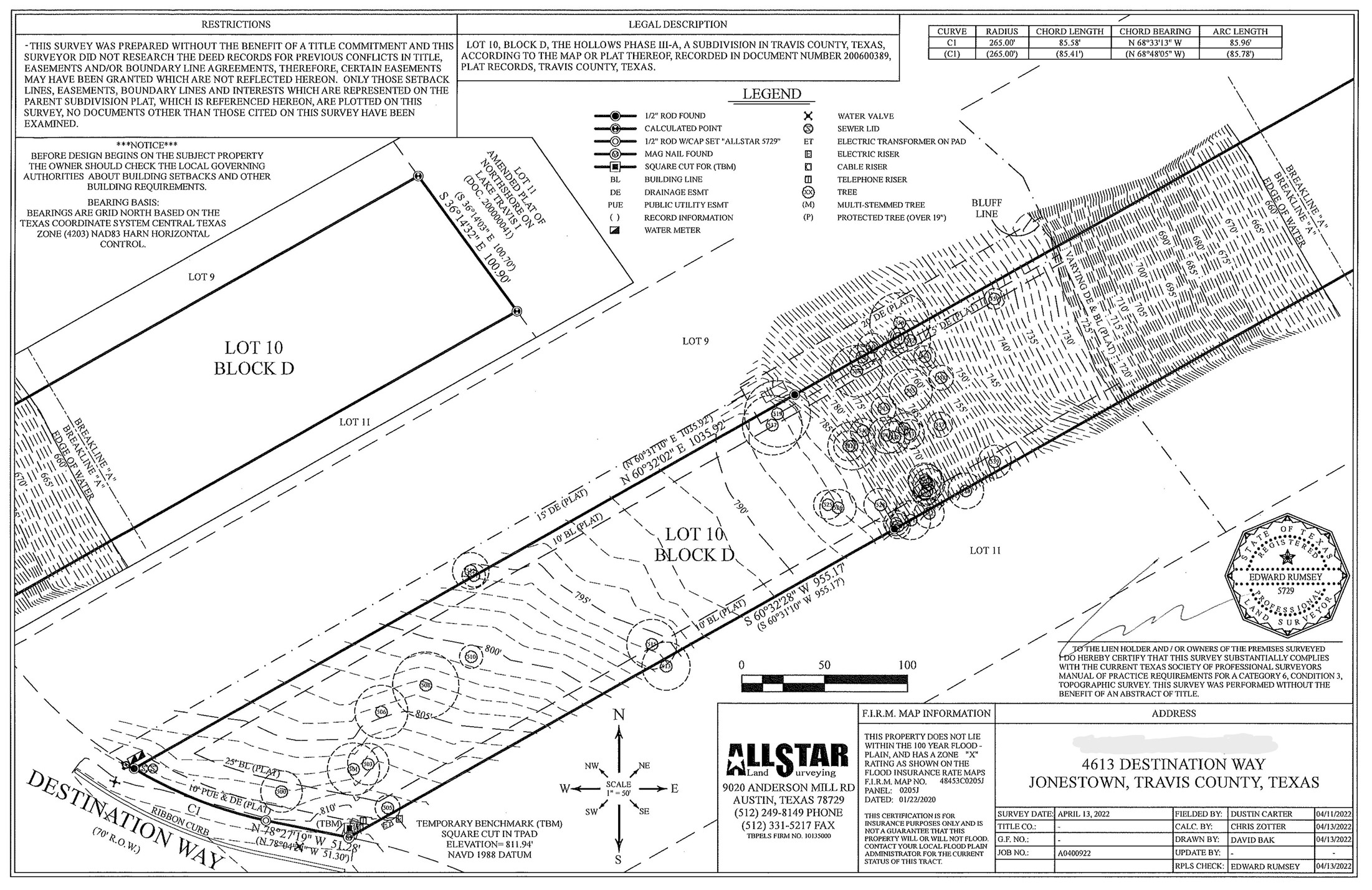 4613 Destination Way Jonestown, TX 78645 - Photo 13 of 14 Extract From Subdivision Plat ~ Lot 10, Block D