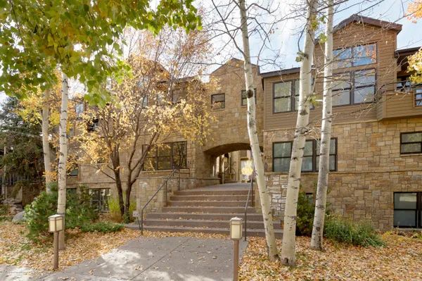 a front view of a brick building