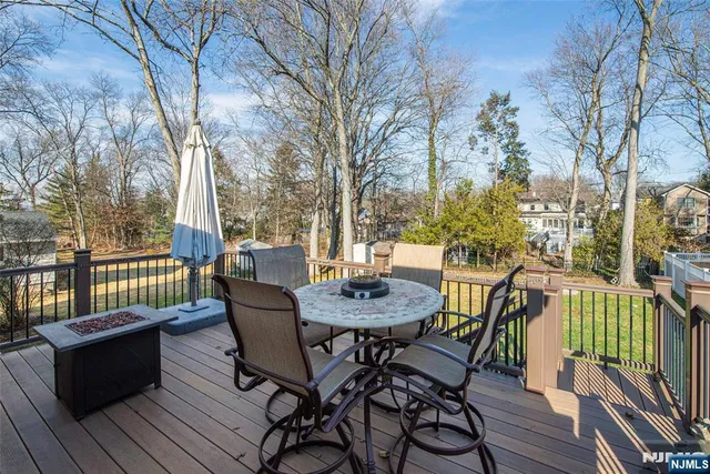 a view of a patio on the deck