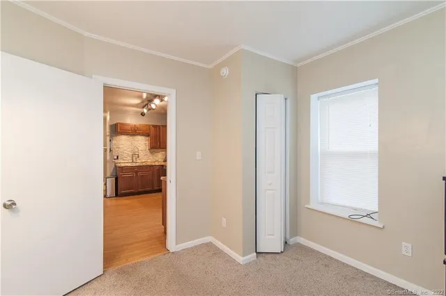 a view of a closet in a room
