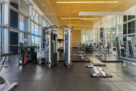 a room with gym equipment