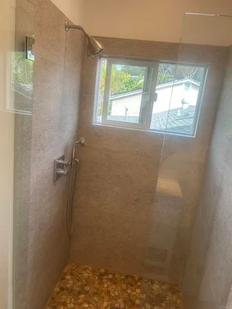 a bathroom with a window