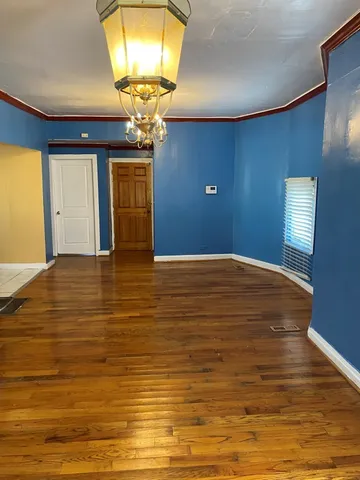 a view of a livingroom with a chandelier