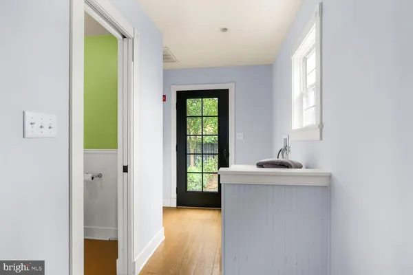 a view of an entryway with a window