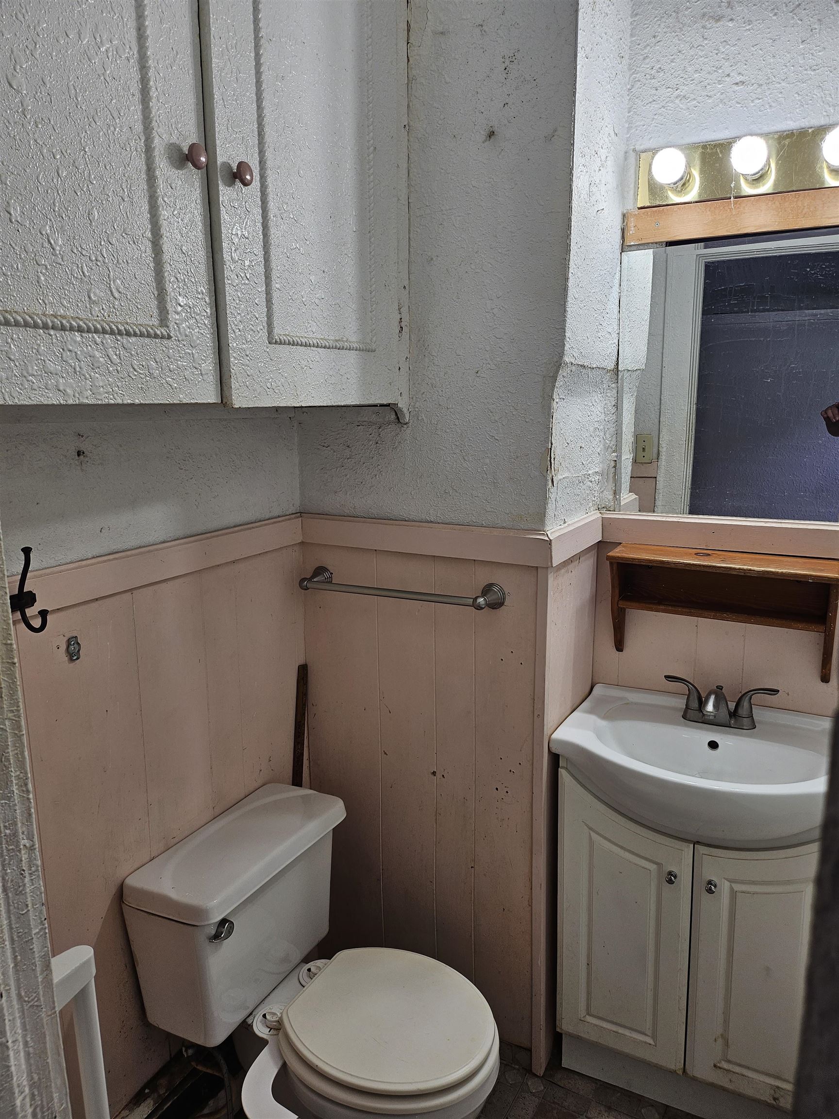 917 East 7th Street Duluth, MN 55805 - Photo 10 of 17 Bathroom with a wainscoted wall, a textured wall, vanity, and wood walls