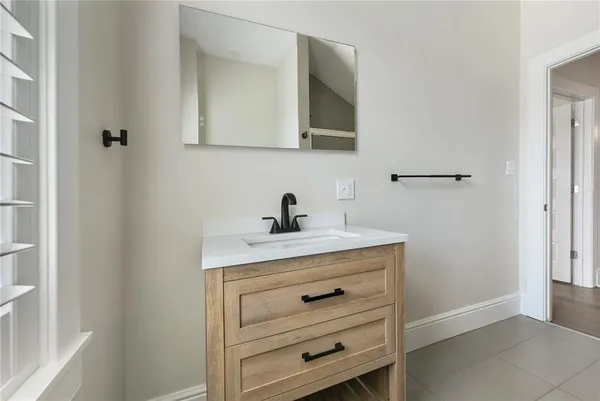a bathroom with a bathtub