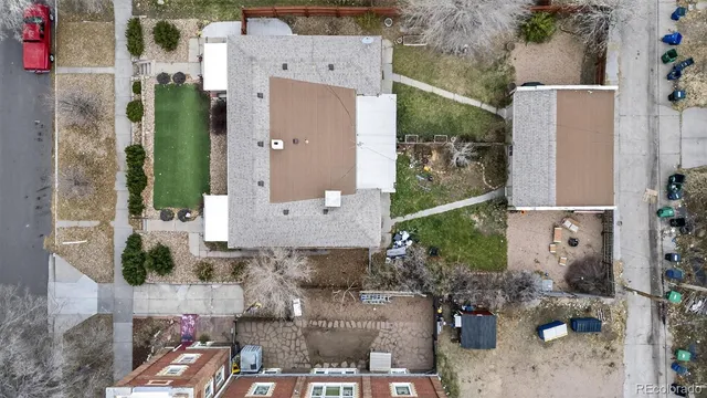 an aerial view of a house