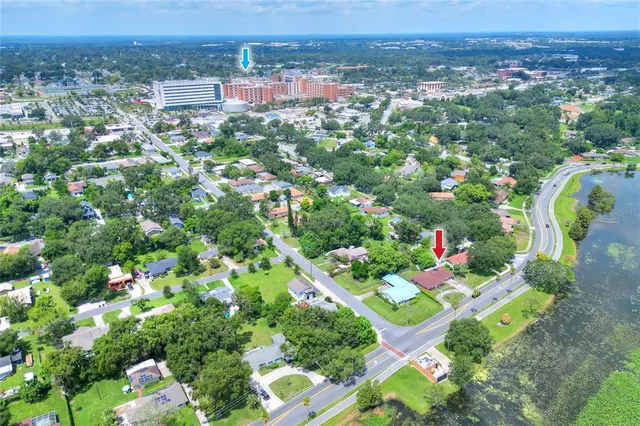 an aerial view of multiple house