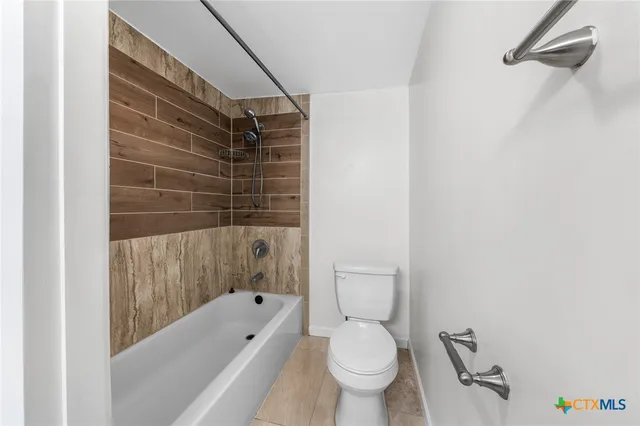 a bathroom with a toilet and a bathtub