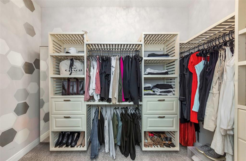 6916 Neopolitan Court Apollo Beach, FL 33572 - Photo 23 of 43 a view of walk in closet with clothes and shoes