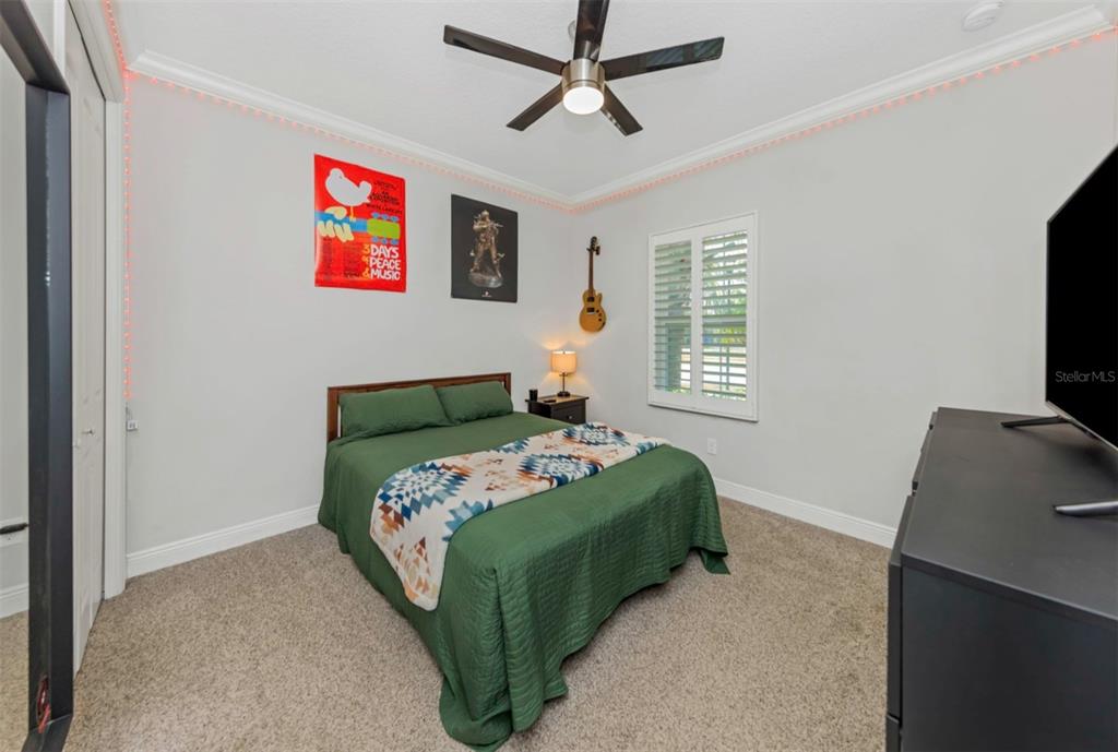 6916 Neopolitan Court Apollo Beach, FL 33572 - Photo 36 of 43 a bedroom with a bed and a flat screen tv