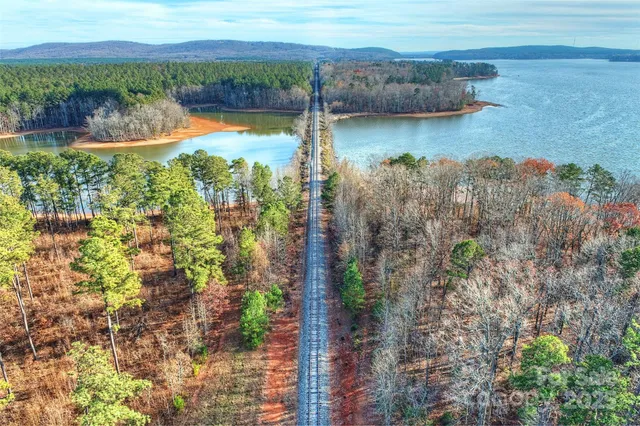 a view of a lake with mountain