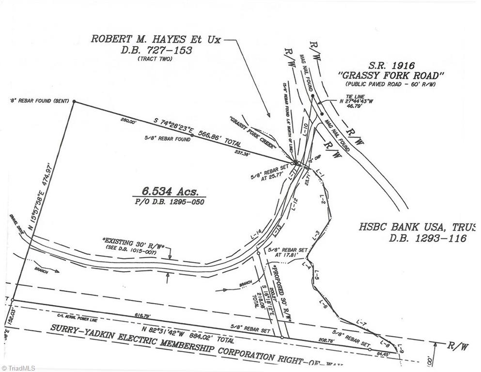 6.534 Acres on north side of 10+/- acres. "Proposed" 30' R/W is access to the 10 acres for sale