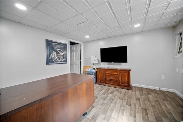 a storage room with a washer and dryer