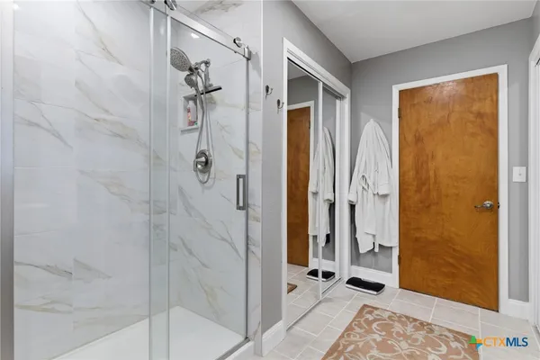 a bathroom with a shower