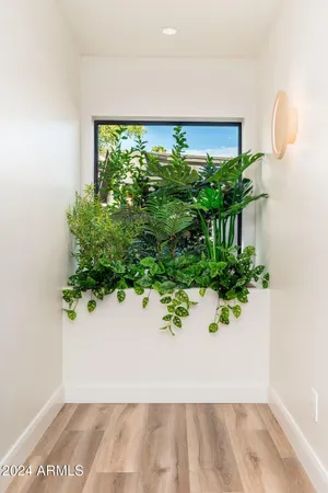 an aerial view of a house with a yard and large trees
