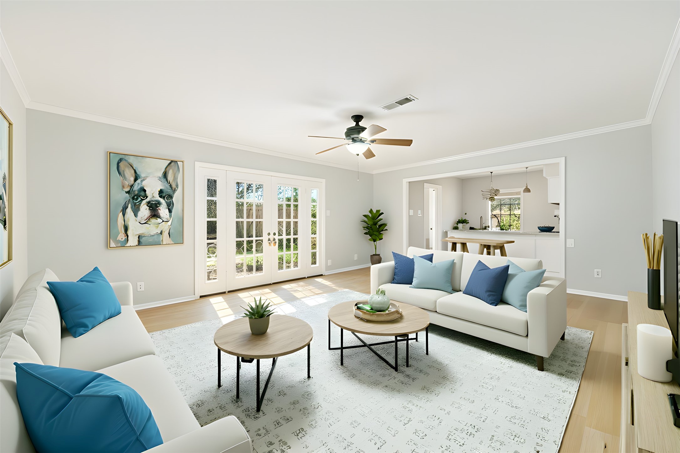 11426 Endicott Lane Houston, TX 77035 - Photo 5 of 40 Den that feels grounded and graceful. A space with great natural lighting and access to the kitchen and the backyard. Virtually staged.